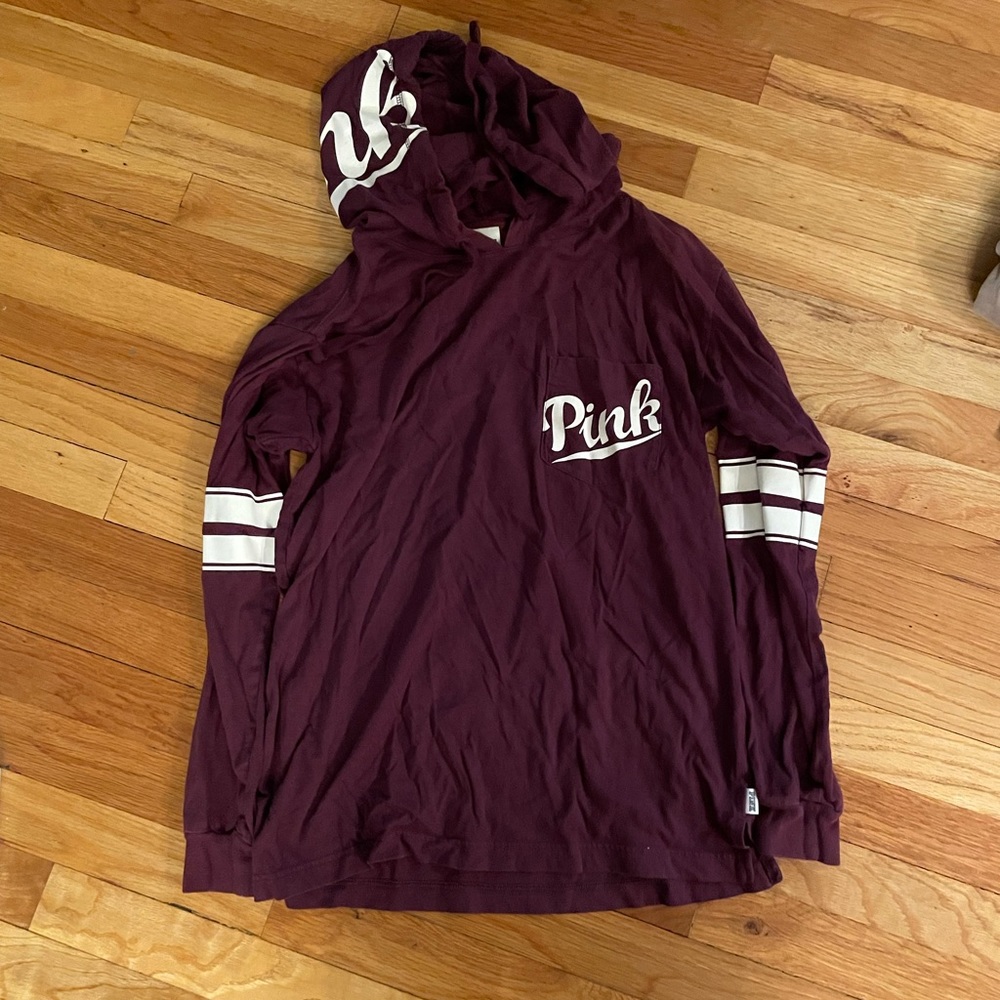 PINK Victoria secret long sleeve shirt with hood